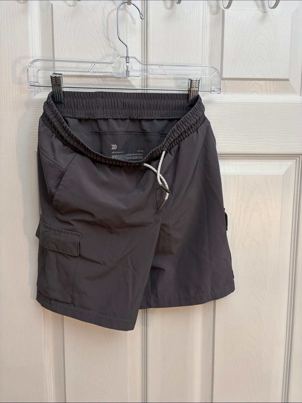 all in motion Charcoal Gray Elastic Waist Cargo Shorts